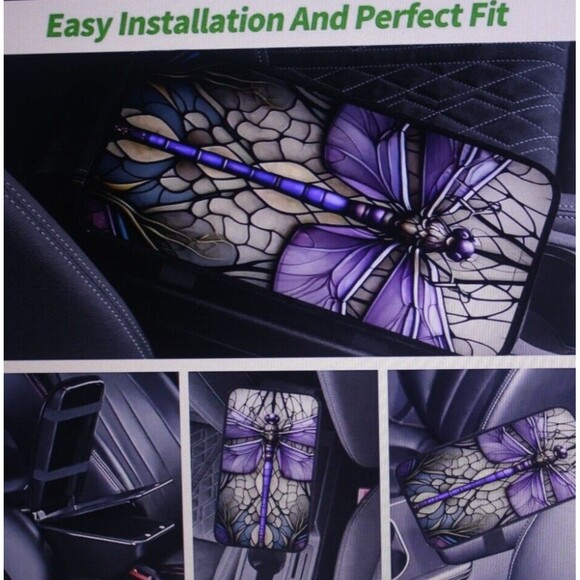 Dragonfly Console Cover & Matching Drink Holder Coasters 3 Pc Set Colorful NIP - Picture 4 of 9